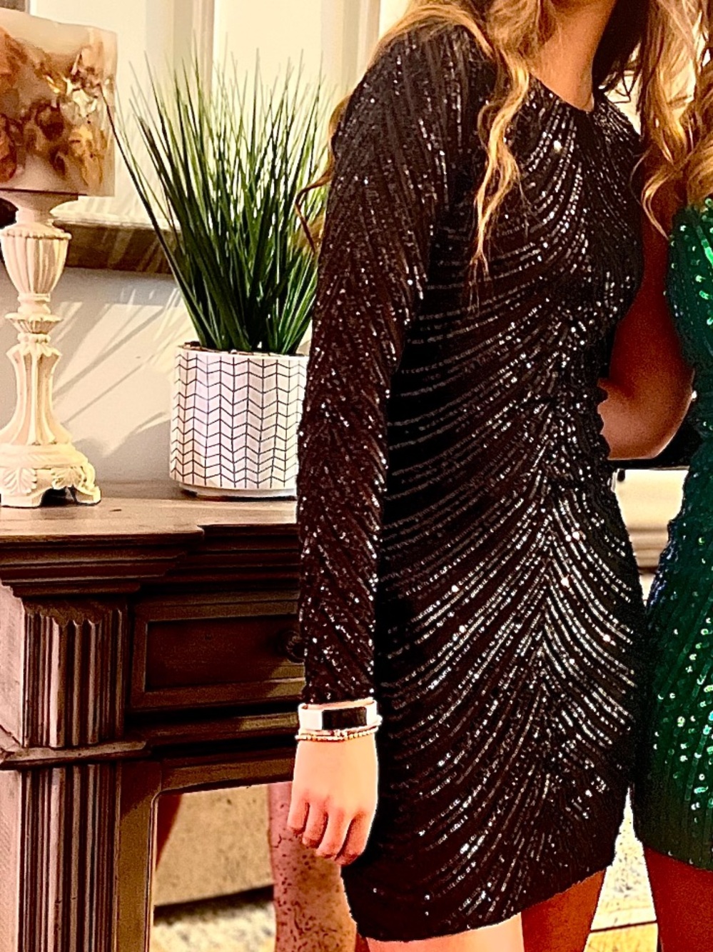 Black Sequin Bodycon Dress